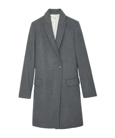 Zadig & Voltaire Zadig  Voltaire Marco Single Breasted Coat In Gray