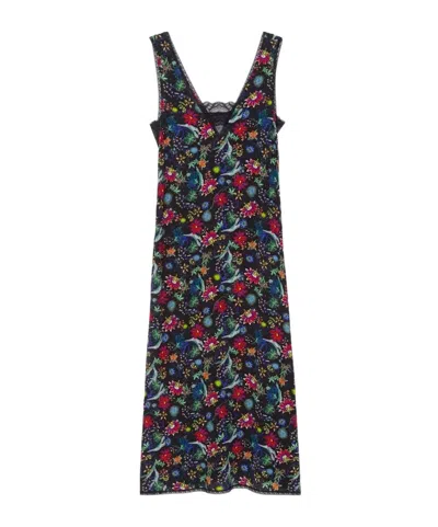Zadig & Voltaire Womens Encre Renzo Floral-print Woven Midi Dress In Black