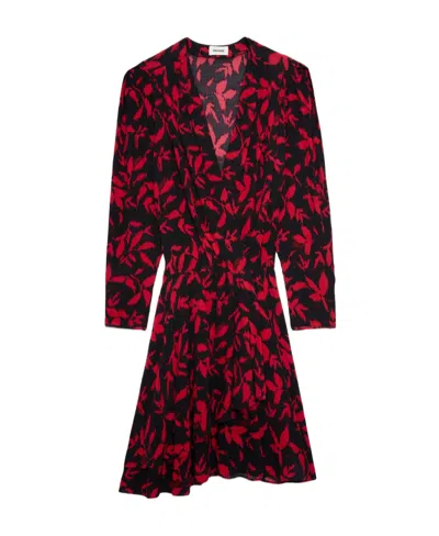 Zadig & Voltaire Rogers Leaf-print Minidress In Black