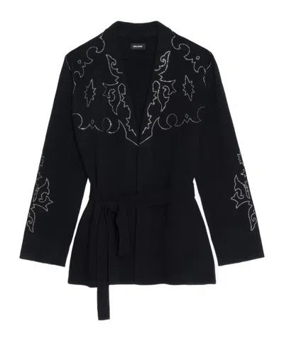 Zadig & Voltaire Zadig  Voltaire Tied-waist Knit Cardigan In Black