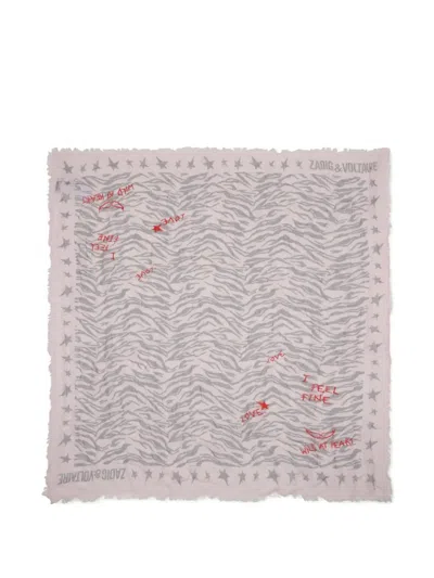 Zadig & Voltaire Kids' Zebra-print Frayed Scarf In Pink