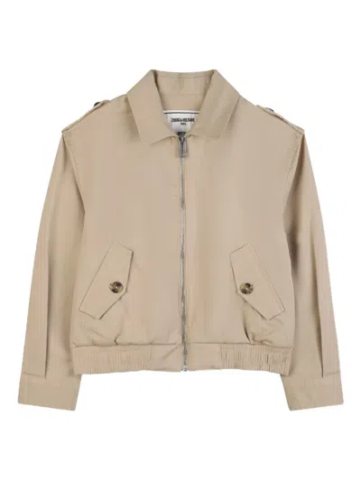 Zadig & Voltaire Kids' Zip-fastening Jacket In Brown