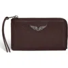 Zadig & Voltaire Zip Leather Card Case In Red