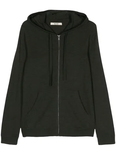 Zadig & Voltaire Zip-up Wool Hoodie In Green