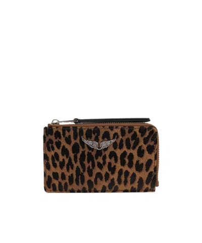 Zadig & Voltaire Zippered Card Holder In Pink