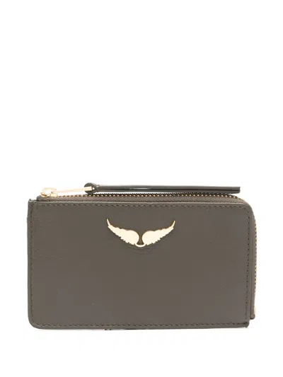 Zadig & Voltaire Zv Card Logo-plaque Leather Cardholder In Green