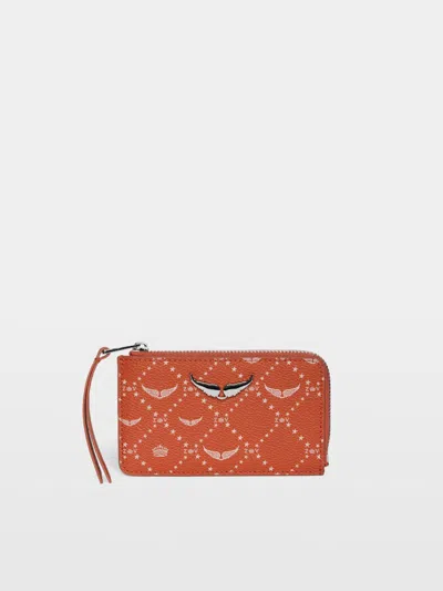 Zadig & Voltaire Zv Card Monogram Card Holder In Orange