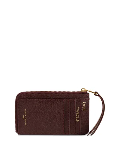 Zadig & Voltaire Zv Grained Leather Card Case In Brown