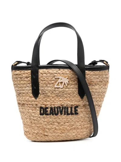 Zadig & Voltaire Zv Initiale Woven Tote Bag In Nude