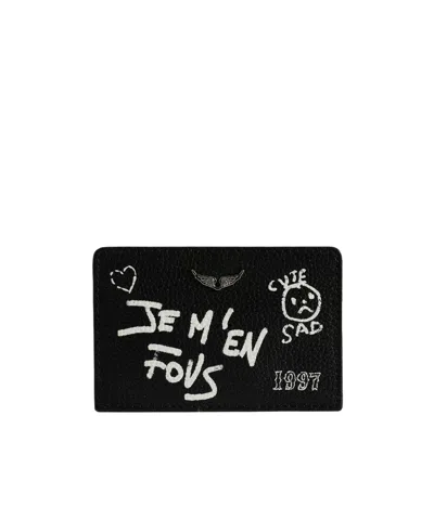 Zadig & Voltaire Zv Pass Arty Tag Card Holder In Black