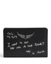 Zadig & Voltaire Zv Pass Graffiti Leather Card Holder In Brown