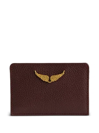 Zadig & Voltaire Zv Pass Grained Leather Cardholder In Brown