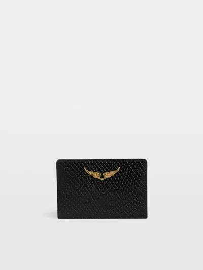 Zadig & Voltaire Zv Pass Soft Wild Card Holder In Black