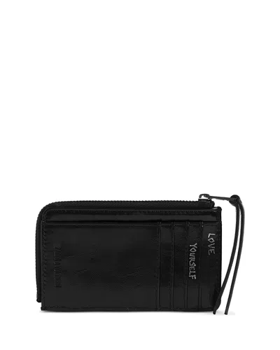 Zadig & Voltaire Zv Studded Vintage Patent Leather Card Holder In Black