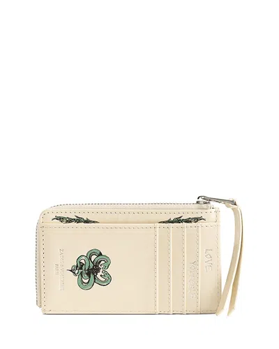 Zadig & Voltaire Zv Tattoo Leather Card Holder In Neutral