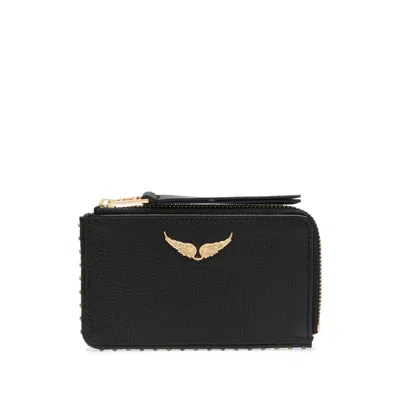 Zadig & Voltaire Zv Zipped Card Holder In Black