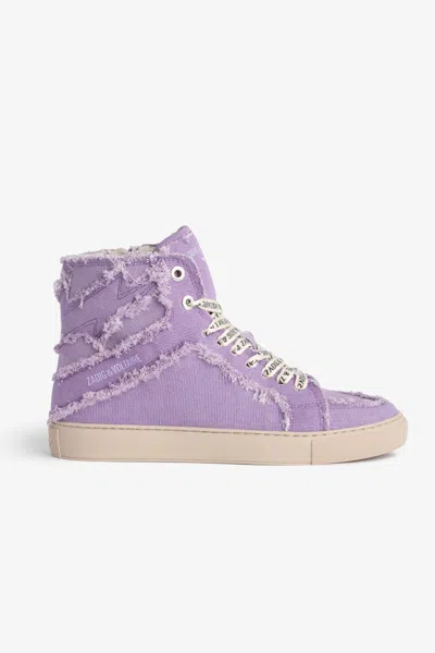 Zadig & Voltaire Zv1747 High Flash Canvas Sneakers In Purple