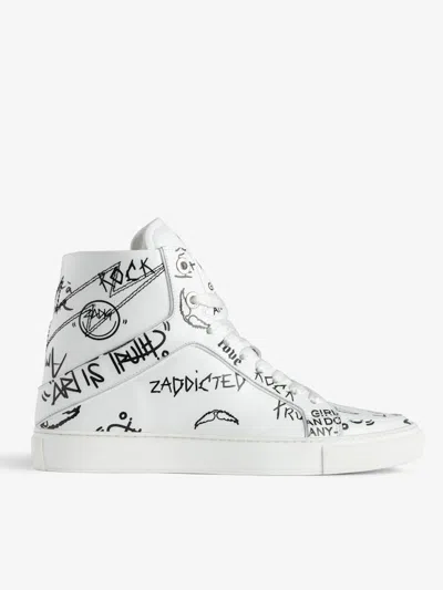 Zadig & Voltaire Zv1747 High Flash High-top Graffiti Sneakers In Red