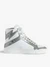 Zadig & Voltaire High Flash Infinity Leather Trainers In Silver