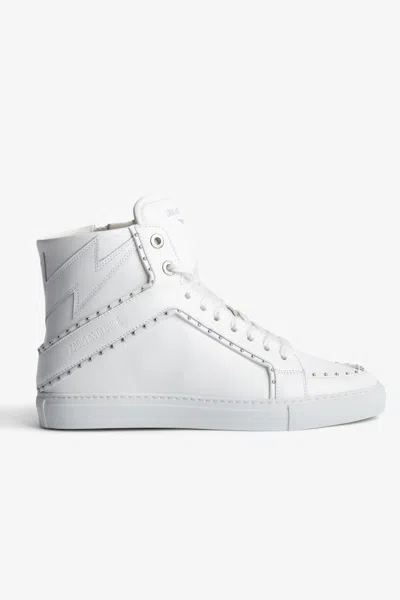 Zadig & Voltaire Zv1747 High Flash Studded Sneakers In Multi