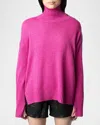 Zadig & Voltaire Alma Button-shoulder Metallic Cashmere Sweater In Clematis