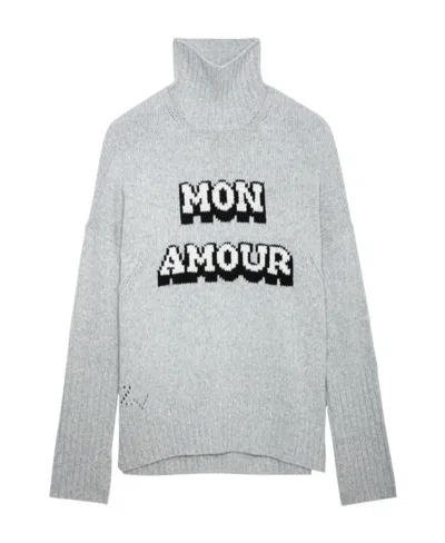 Zadig & Voltaire Alma We Mon Amour Wool Jumper In Gray