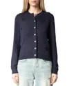 Zadig & Voltaire Alpha Seco Stars Silk & Cashmere Cardigan In Encre