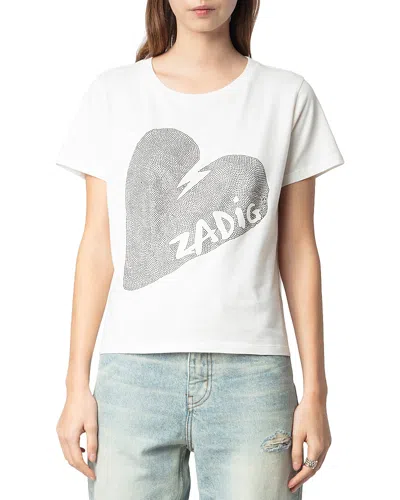 Zadig & Voltaire Alys Embellished Big Heart T-shirt In Yellow Cream