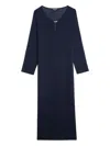 Zadig & Voltaire Womens Encre Delia Brooch-embellished Long-sleeve Cotton-blend Maxi Dress