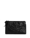 Zadig & Voltaire Angel Wings Burnished Leather Clutch In Noir
