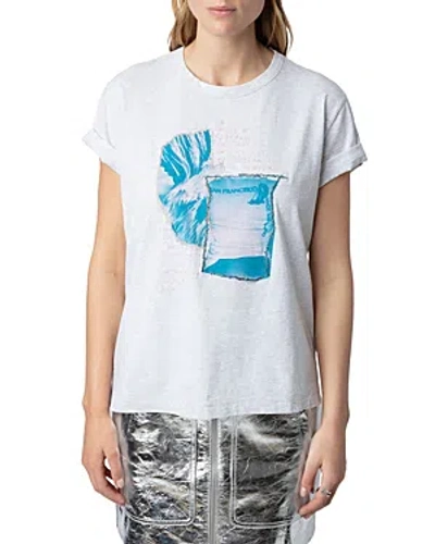 Zadig & Voltaire Anya Photo Print Cotton Tee In Gris Chine