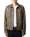 Zadig & Voltaire Base Crinkle Leather Shirt Jacket In Latte