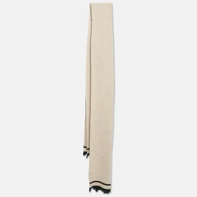 Pre-owned Zadig & Voltaire Beige Rib Knit Wool Blend Lisa Muffler