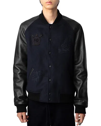 Zadig & Voltaire Birdieh Wool Bomber Jacket In Black