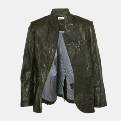 Pre-owned Zadig & Voltaire Black Crinkled Leather Verys Cuir Jacket M