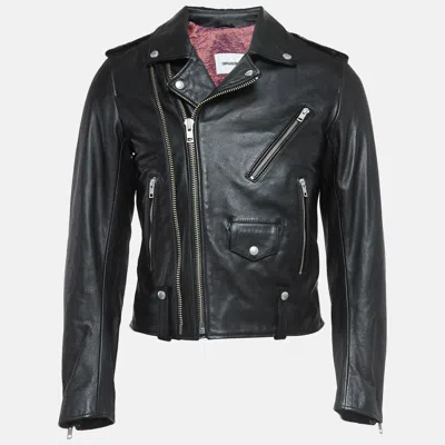 Pre-owned Zadig & Voltaire Black Leather Louis Biker Jacket L