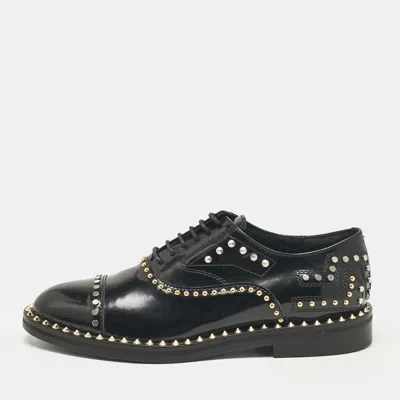 Pre-owned Zadig & Voltaire Black Leather Youth Clous Oxfords Size 36