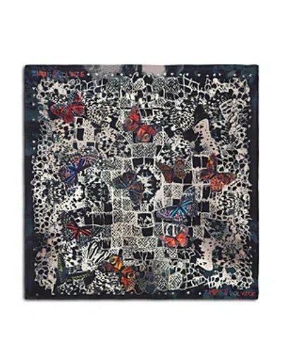 Zadig & Voltaire Blondie 70 Organic-silk Scarf In Black/multi