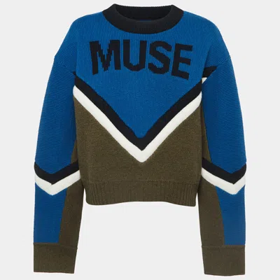 Pre-owned Zadig & Voltaire Blue/green Muse Intarsia Rib Knit Sonny Sweater L