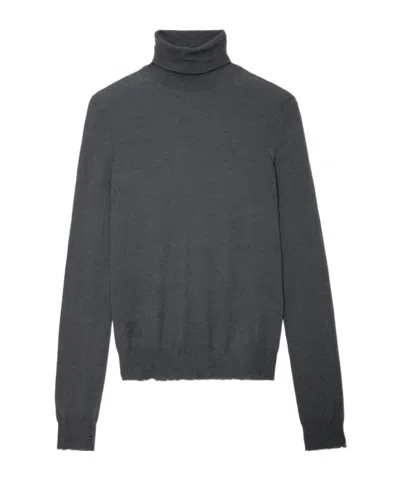 Zadig & Voltaire Bobby Distressed-effect Cashmere Jumper In Black