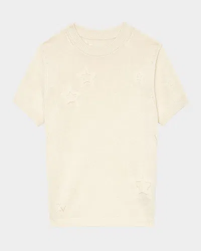 ZADIG & VOLTAIRE BULLY SECO STARS SHORT-SLEEVE SWEATER