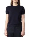 Zadig & Voltaire Bully Seco Stars Silk And Cashmere Sweater In Encre