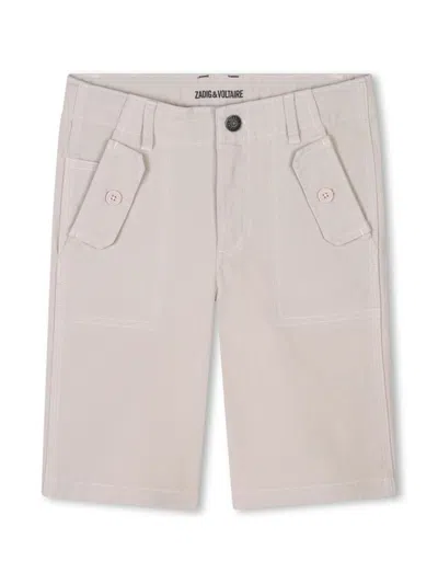 Zadig & Voltaire Kids' Canvas Bermuda Shorts In Neutrals