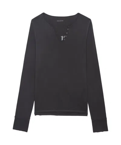 Zadig & Voltaire Fishnet T-shirt In 21 Carbone