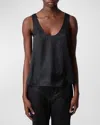 Zadig & Voltaire Womens Tarys Scoop-neck Satin Top Black In Noir