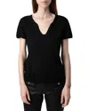 Zadig & Voltaire Celsy Cashmere Henley T-shirt In Noir