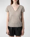 Zadig & Voltaire Celsy Cashmere Henley T-shirt In Latte