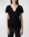 Zadig & Voltaire Celsy Cashmere Henley T-shirt In Noir