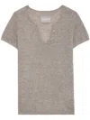 Zadig & Voltaire Womens Latte Celsy Five-buttoned Cashmere T-shirt In Neutrals