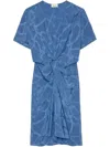 Zadig & Voltaire Womens Surf Rozom Draped Jacquard Silk Mini Dress Xs In Blue